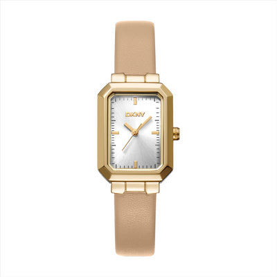 DKNY Uptown Midi Silver Dial Beige Leather 22.35.5M