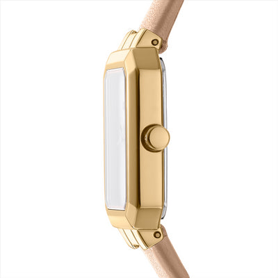 DKNY Uptown Midi Silver Dial Beige Leather 22.35.5M