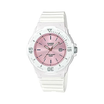 Casio Diver Look Analog,White Resin Band Wr100m