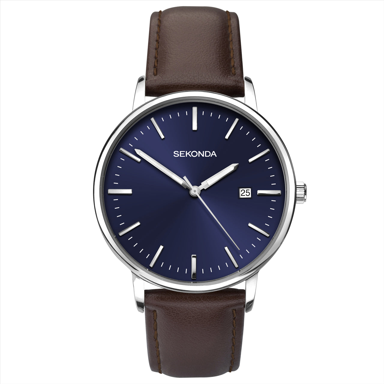 Sekonda Blue Dial Brown Leather Watch