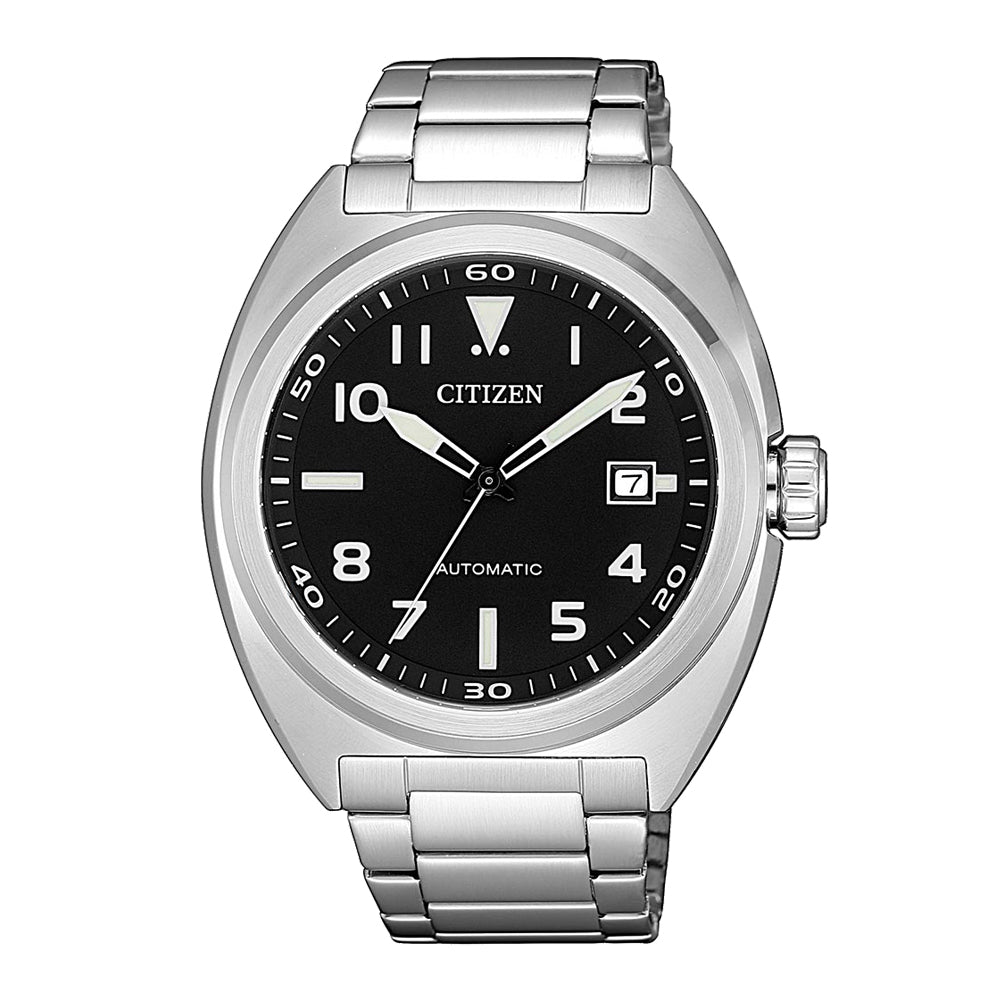 Citizen Gnts Automatic Wr100 Black Dial Stainless Steel Band Watch