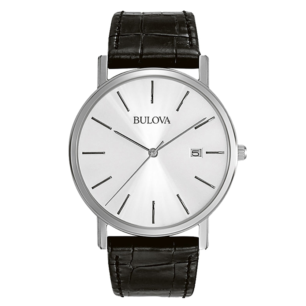 Bulova Classic Gents Wr Black Leather White Dial Watch