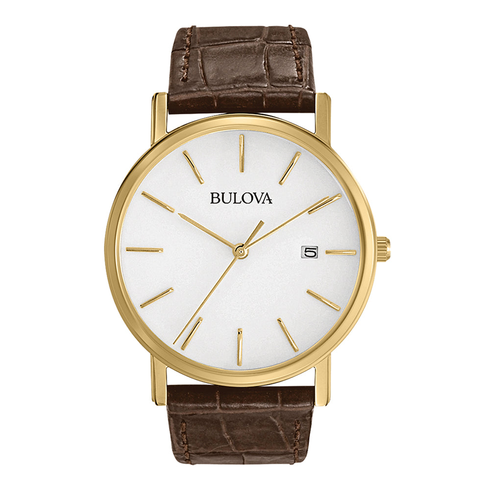 Bulova Classic Wr Brown Leather Strap Gents Dress Watch