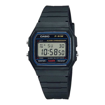 Casio Digital Wr Light Stop Watch Multi Alarm Black Resin Band