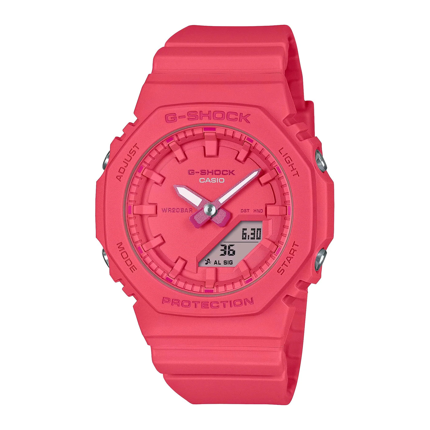 Ga-2100 New Basic Duo Slim Alarm, Red Face & Resin Band
