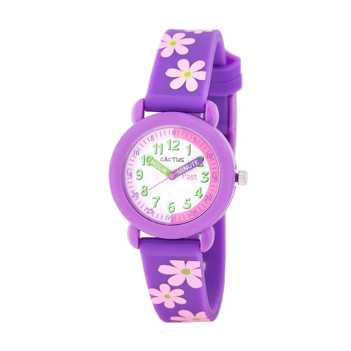 Cactus Time Teacher 30Wr Purple/Flowers Silicone Band