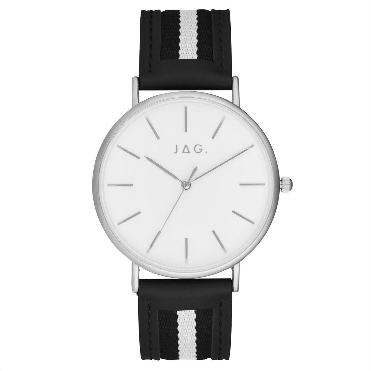 Jag Daniel Black&White Leather Strap Mens Quartz Watch