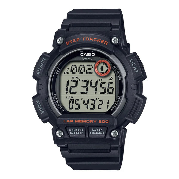 Casio Dig 100M Blk Band Runners Alarm