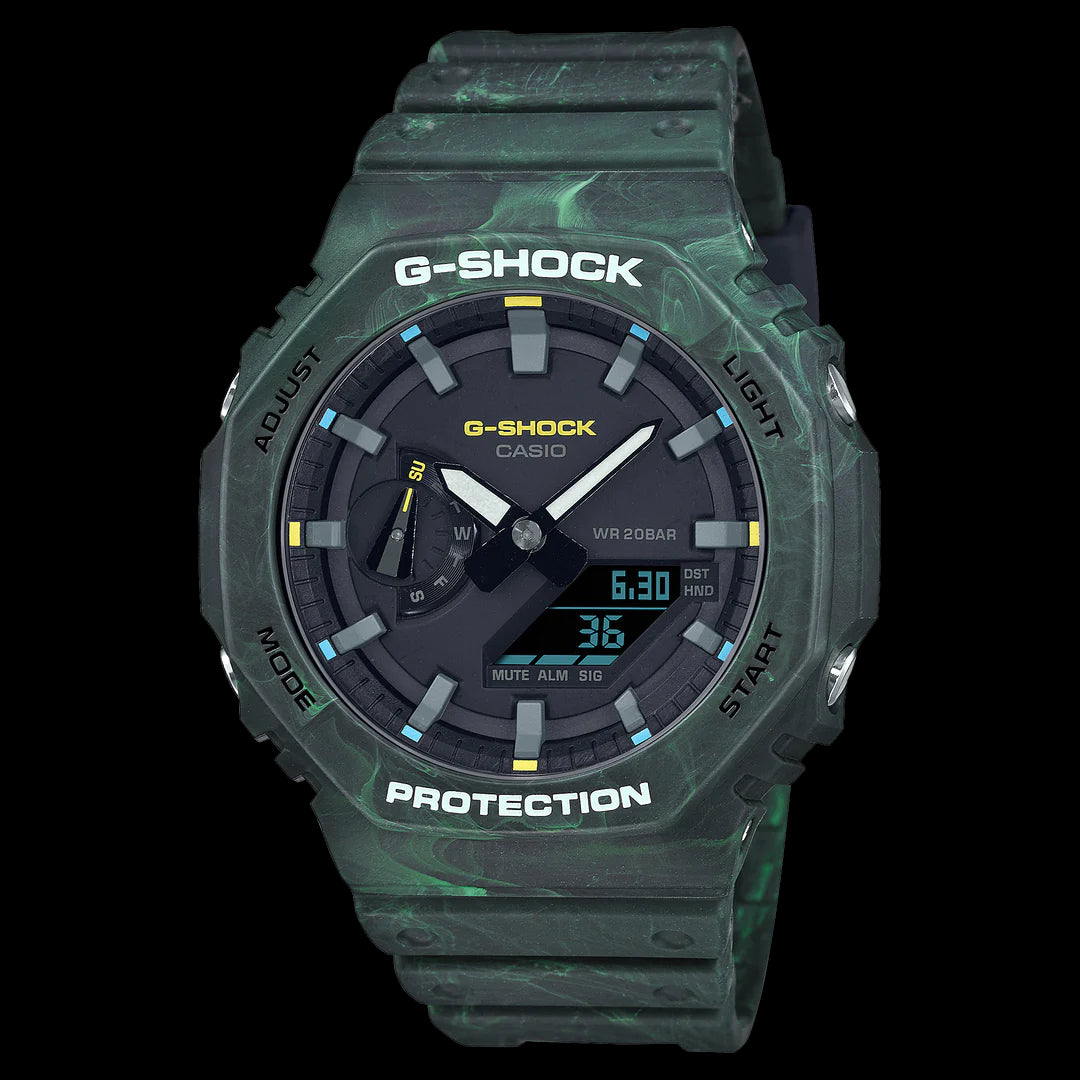 Nla-Ga-2100 Mystic Forest Duo 200M Green &Yellow Case Band Watch