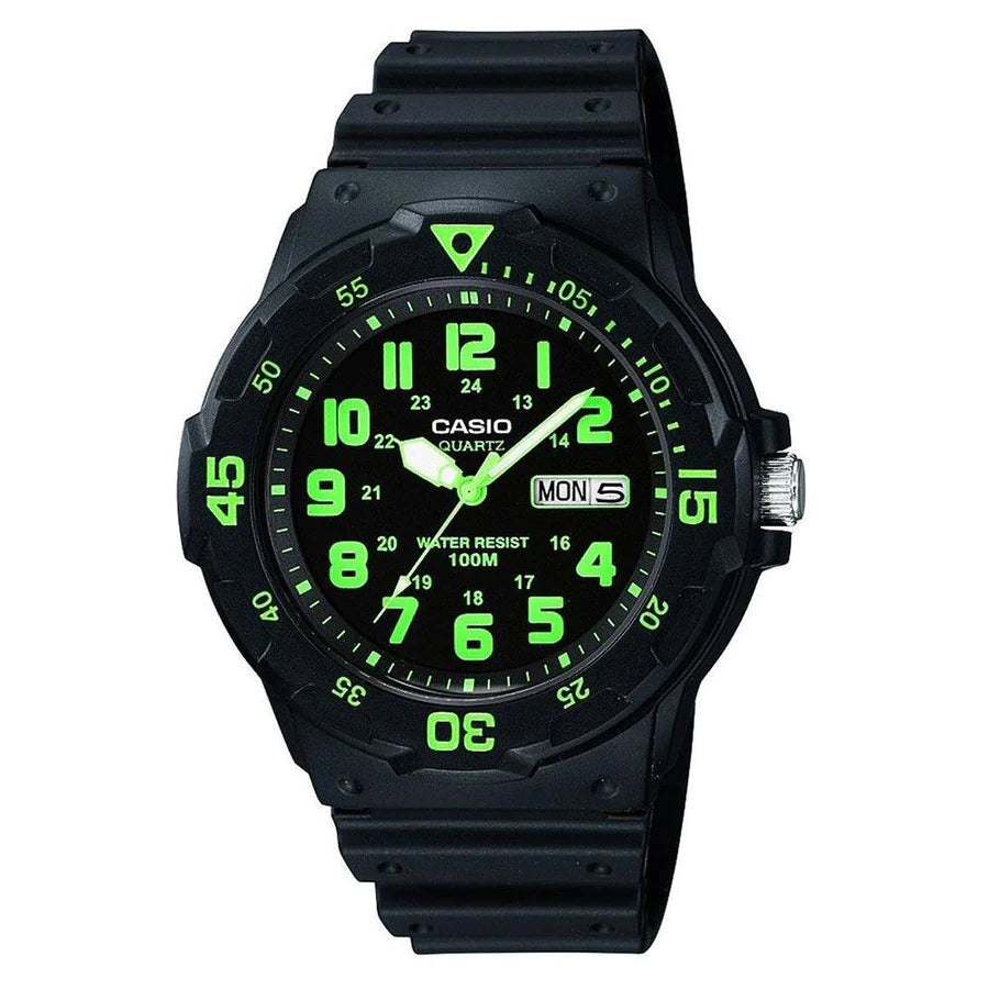 Casio Diver Look 100M Green Face Face Blk Resin