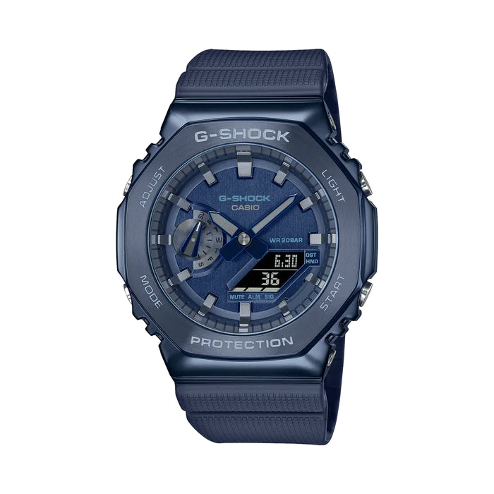 G Shock Duo Metal Bezel 200M Alarm Blue Metal Watch