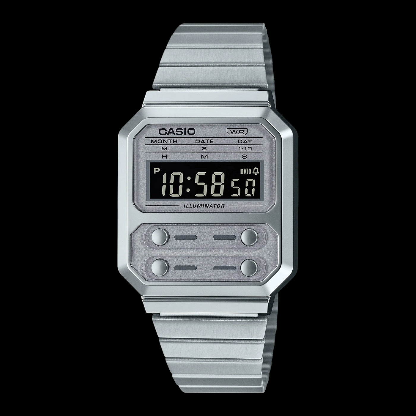 Casio Vintage Digital Alarm Silver Metal Gents Watch