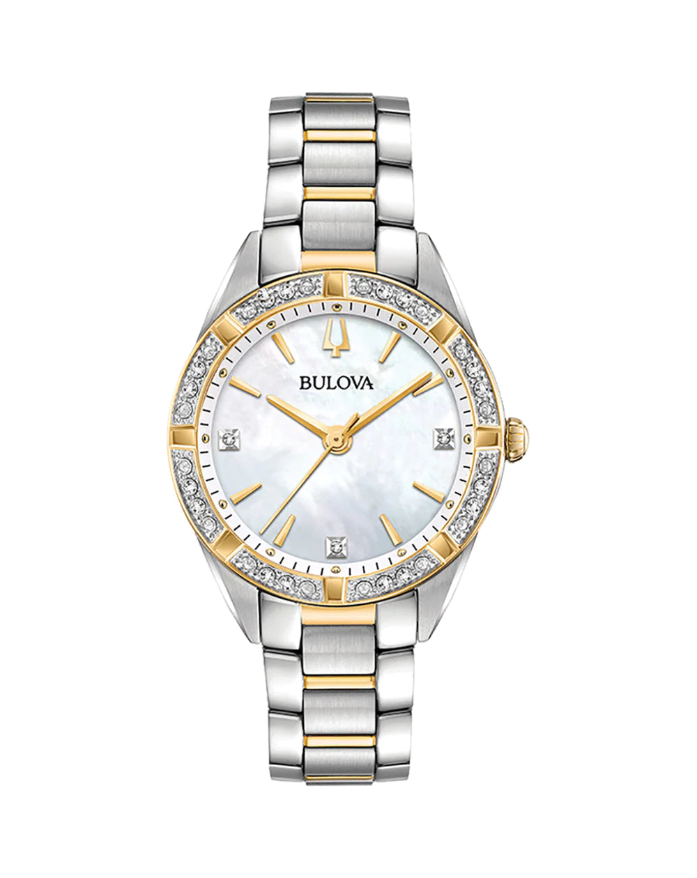 Bulova Analoque Diamond Bezel Mop Dial Ladies Dress Watch