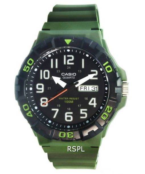 Casio Gents Diver Look 100M Wr Black Green Resin Band