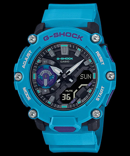G Shock Duo 200M Alarm Blk/Blue Resin Band