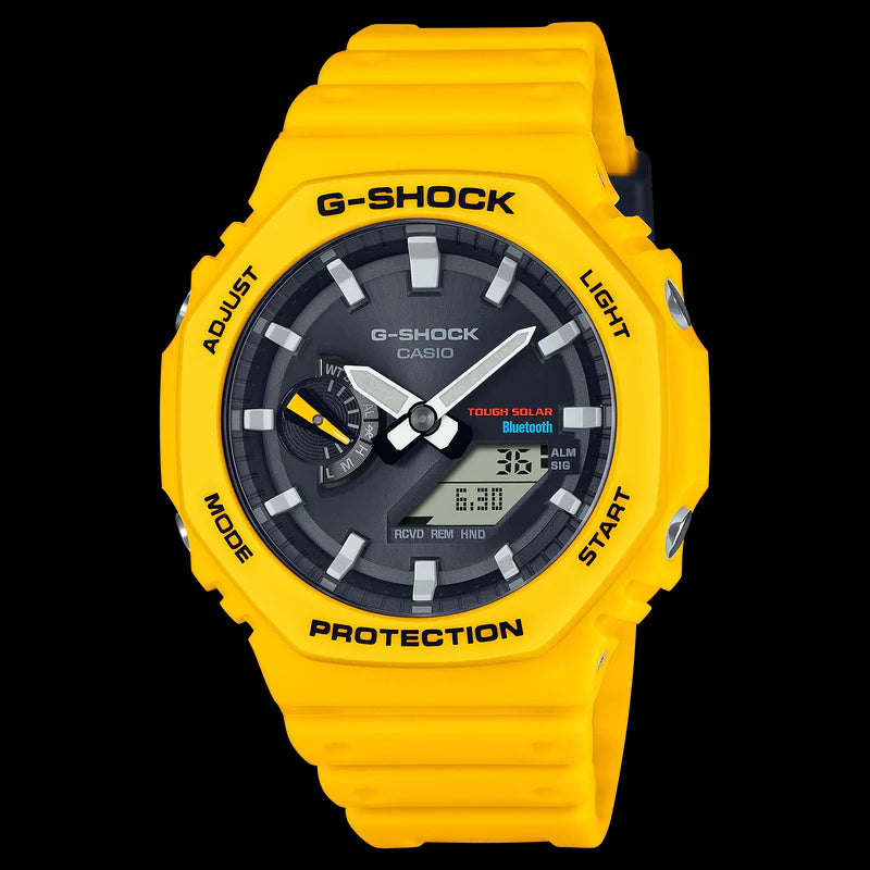 Ga-2100 Duo B/Tooth 200M Blk Face Yellow Resin Band