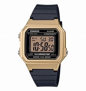Casio Auto Illum Led Light Multi Alarm 50M Wr Blk/Gold Resin Band