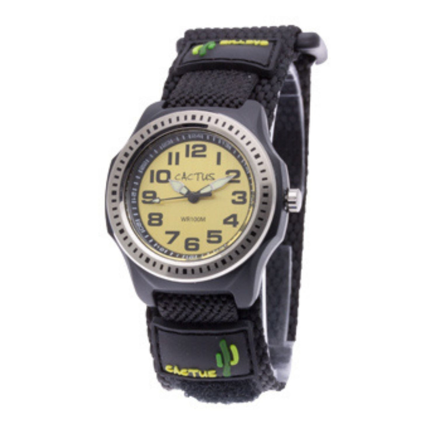 100m water resistant LCD watch with nylon velcro band