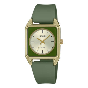 Casio Gents Analogue 50M Wr Green/Gold Resin Band