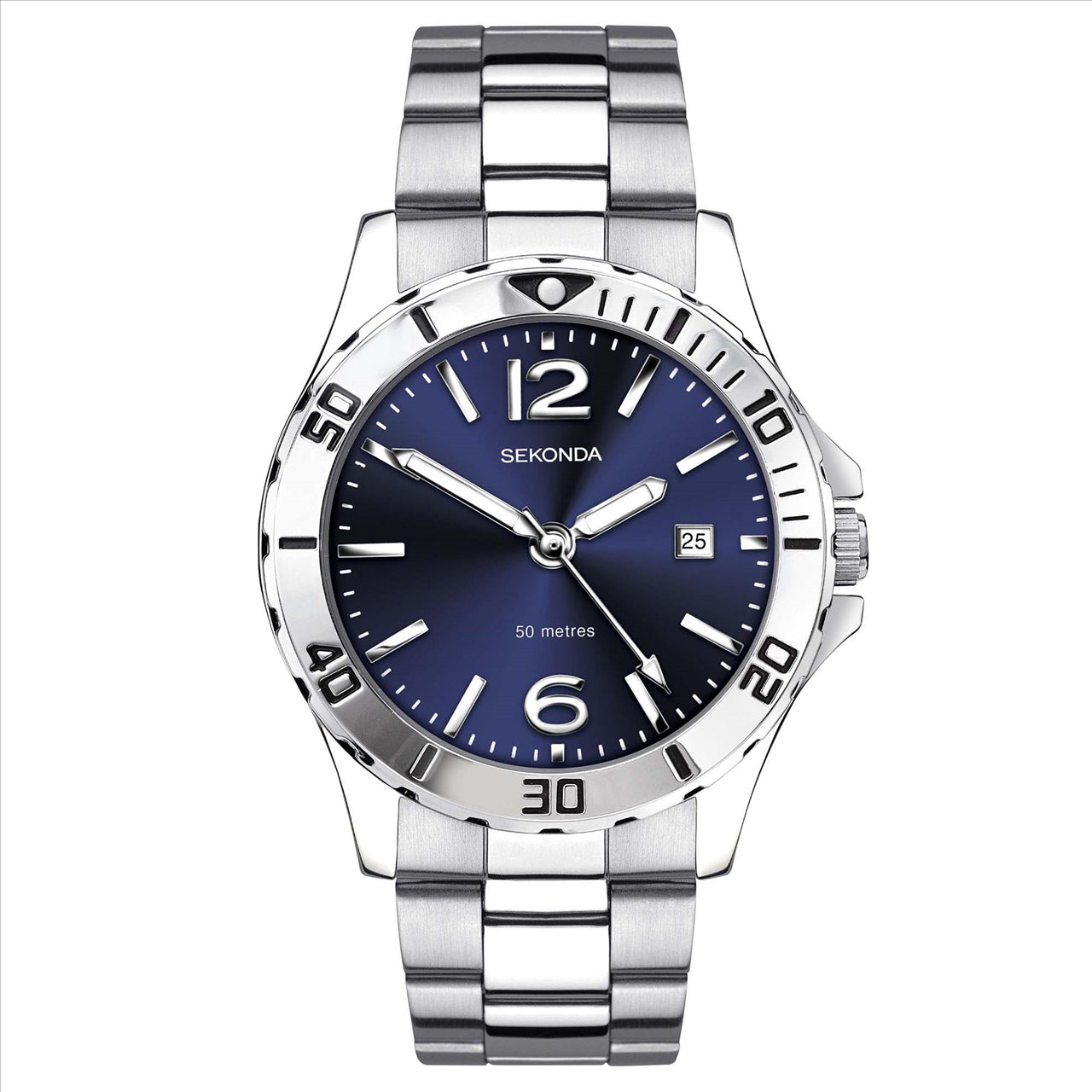 Sekonda Silver Case Blue Dial Silver Strap 50M