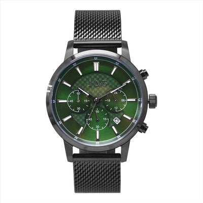 JAG WATCH BYRON GREEN DIAL IP BLACK 42MM IP BLACK STRAP