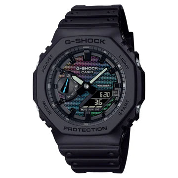 G/Shock Duo Rainbow Brick W/T S/W Alarm 200M Wr Black Case & Resin Band