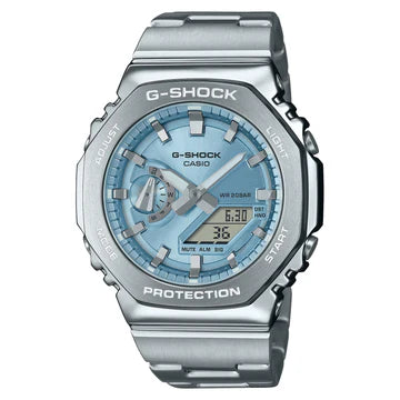 G/Shock Duo Metal Covered W/T S/W Alarm 200Mwr Light Blue Face S/Steel Band