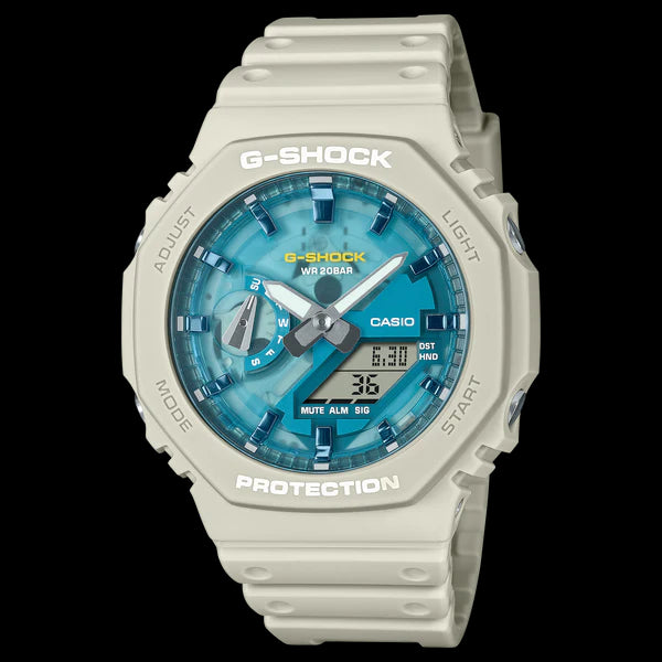 G Shock Duo Oasis, Blue Face ,White Resin Band,200M Wr