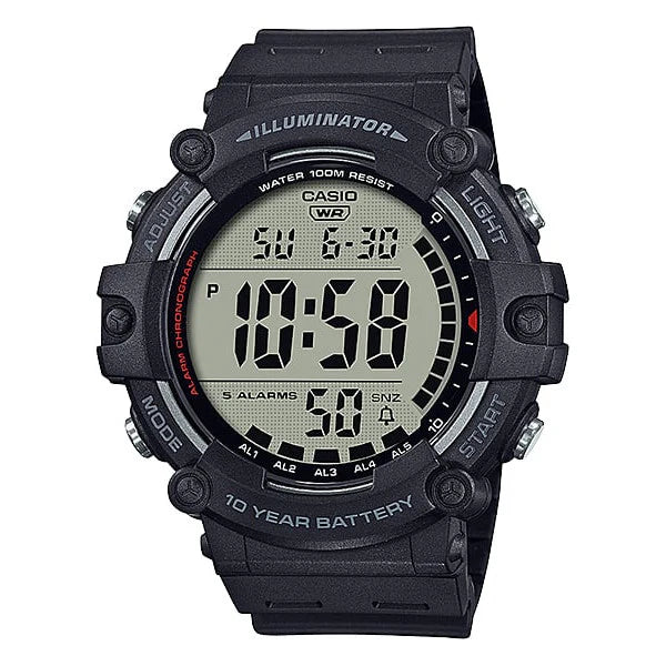 Casio Auto Illum 10Yr Batt, Black Resin Band 100M Wr