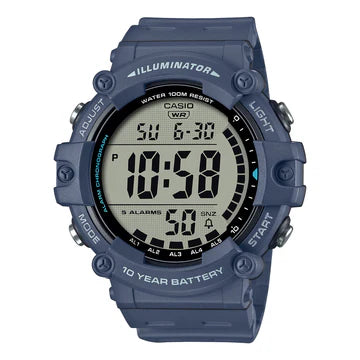 Casio Digital Big Face ,Blue Resin Band 100M Wr