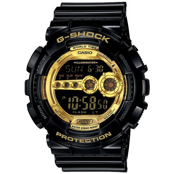G-Shock Digital Gold Accent, Black Resin Band ,200M Wr