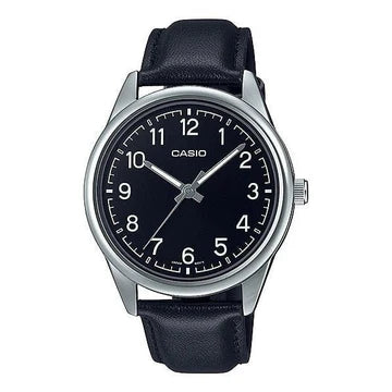 Casio Analog ,Black Face ,Black Leather Band ,Wr
