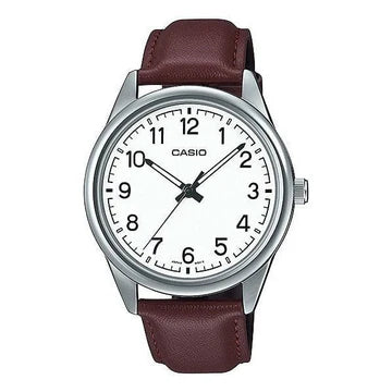 Casio Analog ,White Face ,Brown Leather Band ,Wr