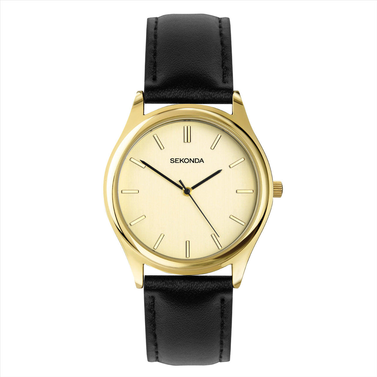 Sekonda Evans Gold Dial Gold Case Black Leather 38Mm