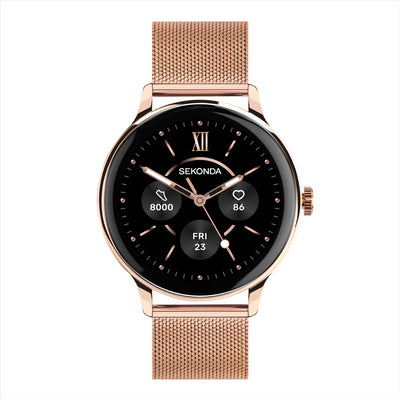 Sekonda Smart Flex+ Black Dial Rose Gold Mesh Bracelet 42Mm