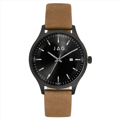 JAG Watch FITZROY Black Dial IPGUN 43MM Tan Strap