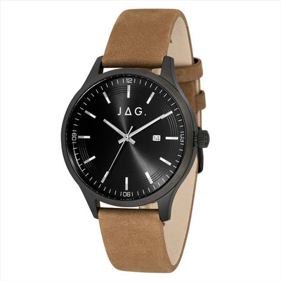 JAG Watch FITZROY Black Dial IPGUN 43MM Tan Strap