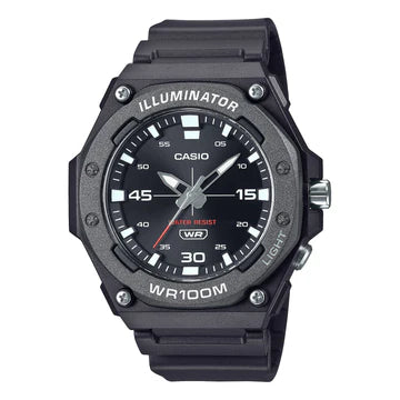 Casio Analog Heavy Duty,Black Face And Resin Band Wr 100M