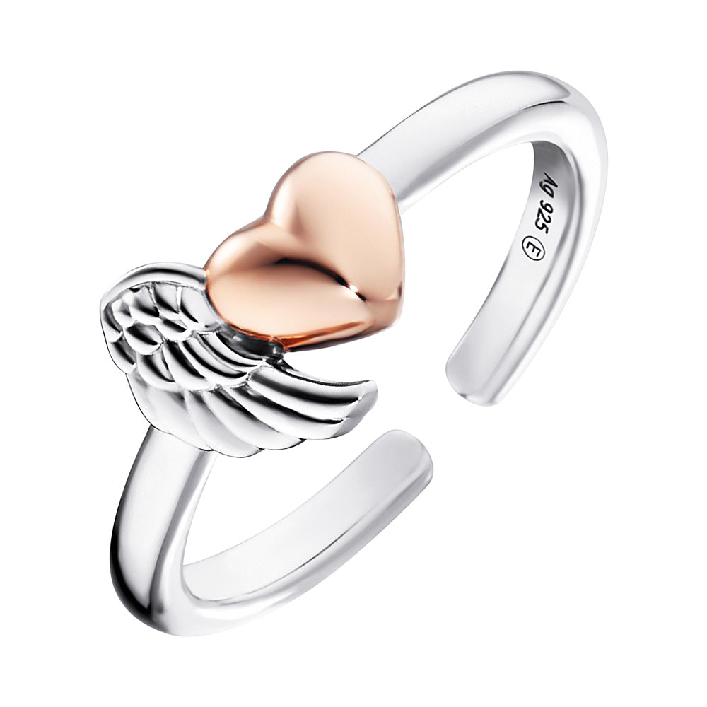 Engelsrufer Rose Gold Heart &Silver Wing Ring