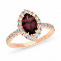 18Ct Rose Gold Pink Tourmaline And Diamond Ring