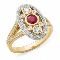 9Ct Natural Ruby And Diamond Ring