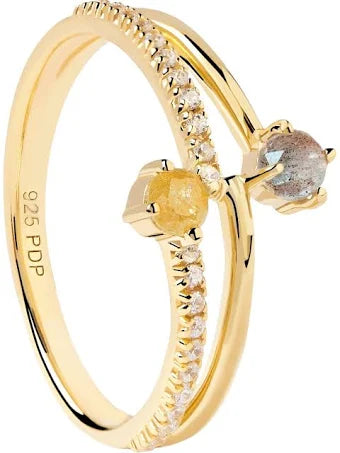 Pd Paola Juno Patio 18Ct Plated Nature Stone Ring