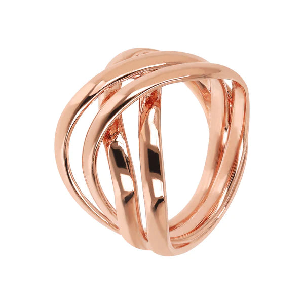 Bronzalure 18Ct Rose Gold Plated Purezza Intertwined Ring