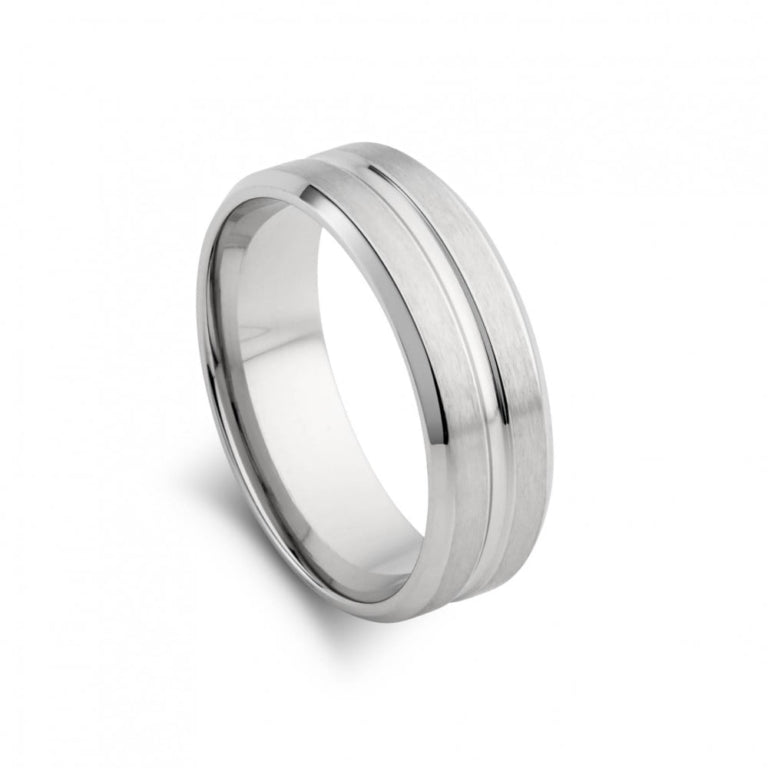 Blaze stainless steel men’s matte and polished ring