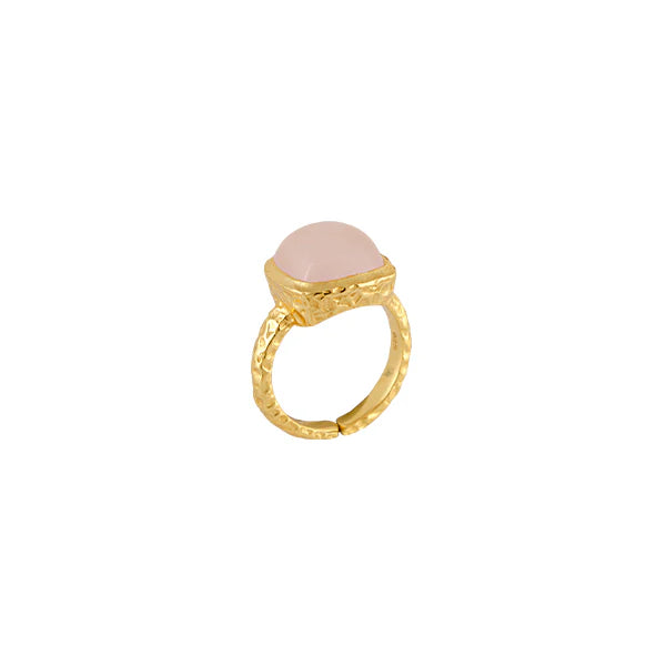 Bianc 18Ct Gold Plated Sterling Silver Hue Pink,Rose Quartz Ring