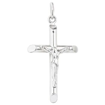 Sterling Silver Rodioum Plated Crusifix Religious Pendant