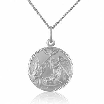 Sterling Silver Baptism Religious Medallion Pendant