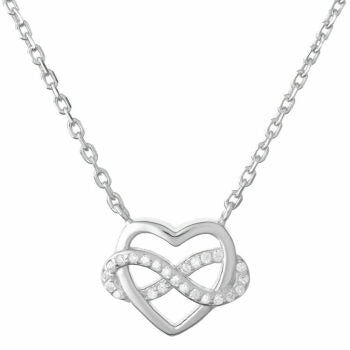 Sterling Silver Rodioum Plated Cubic Zirconia Infinity Necklace