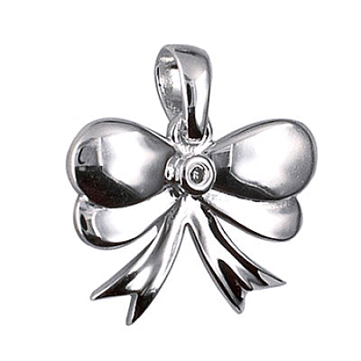 Sterling Silver Diamond Set Bow Pendant