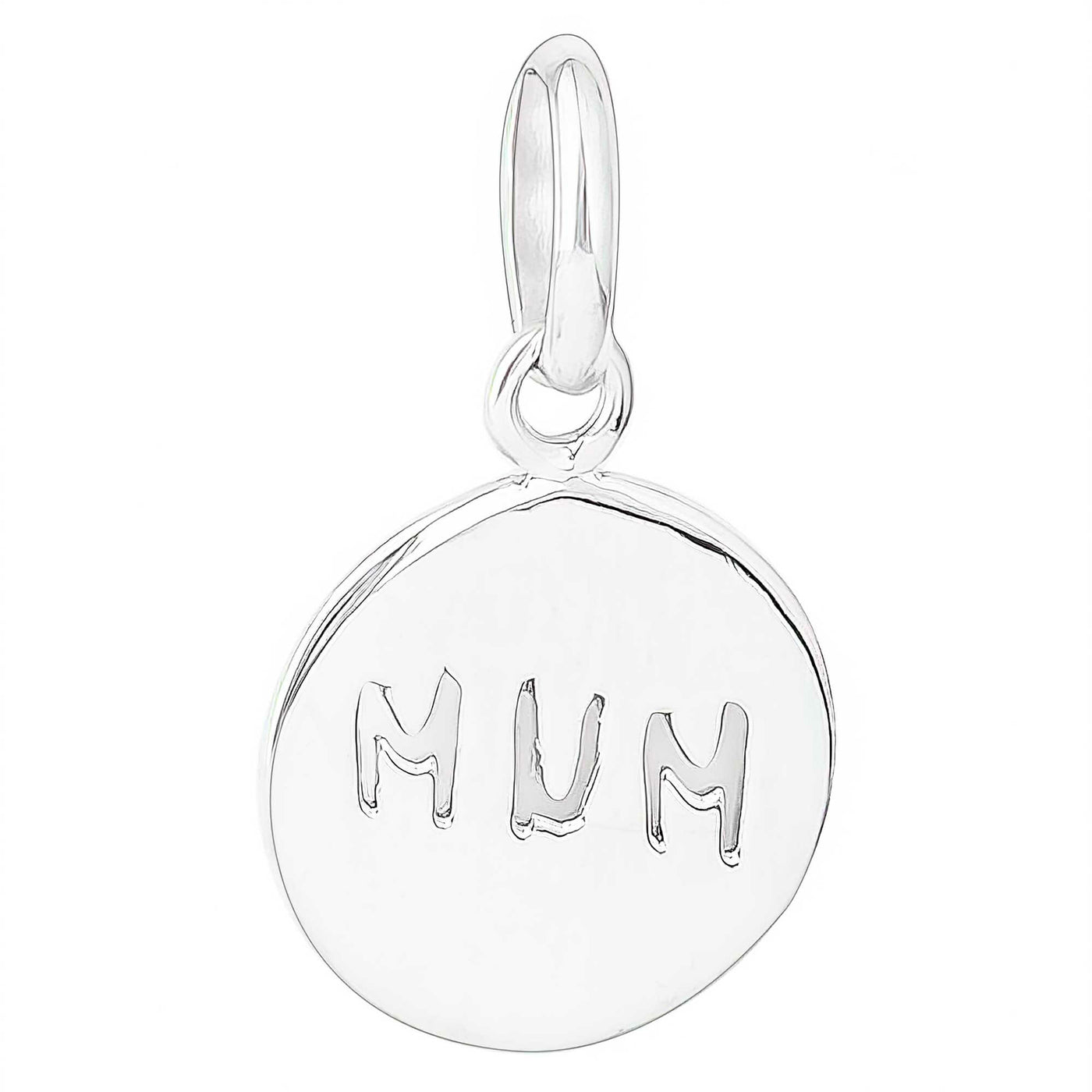 Silver Rhodium Plated Round Mum Pendant/ Charm 11.5Mm